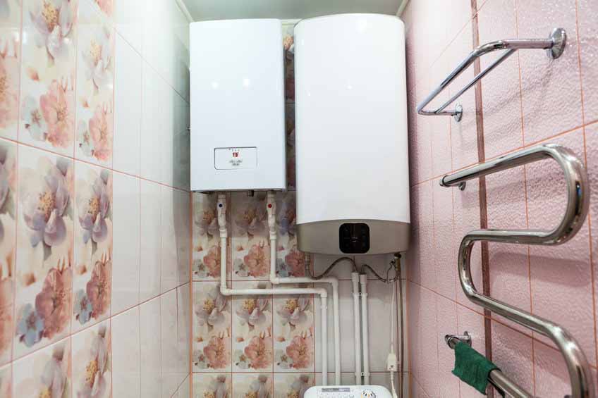 Water heater and boiler for local heating of apartment or house rooms, wall mounted system