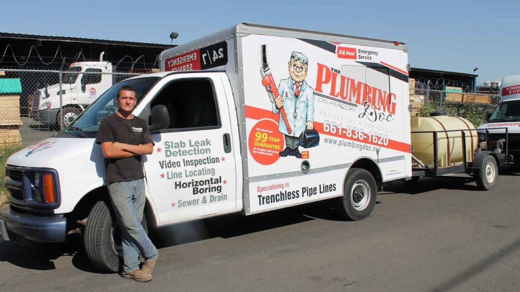 Plumber in van in Bakersfield, CA