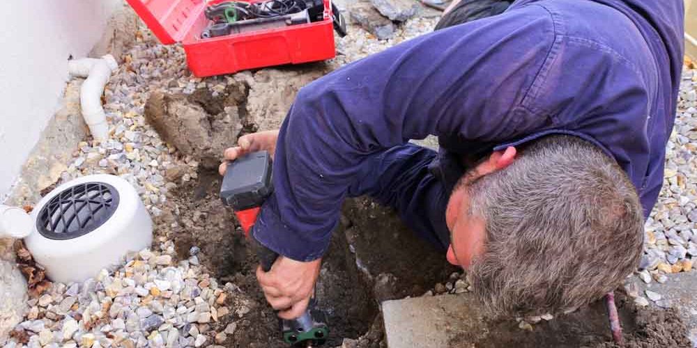 plumber fixing an underground hot water pipe leaking